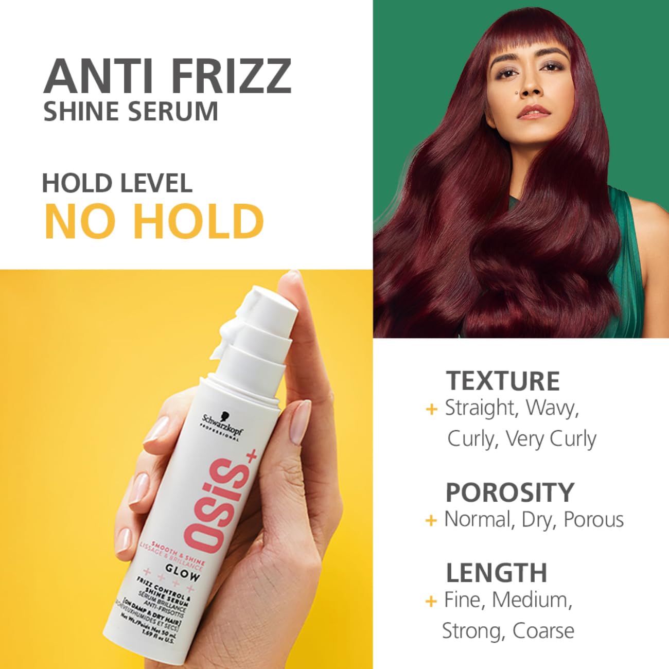 A hair serum that helps calm frizz and style your hair with shine.