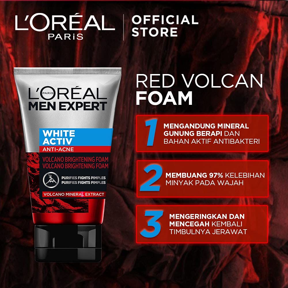 L'Oreal Men Expert White Activ Anti Acne Volcano Brightening Foam