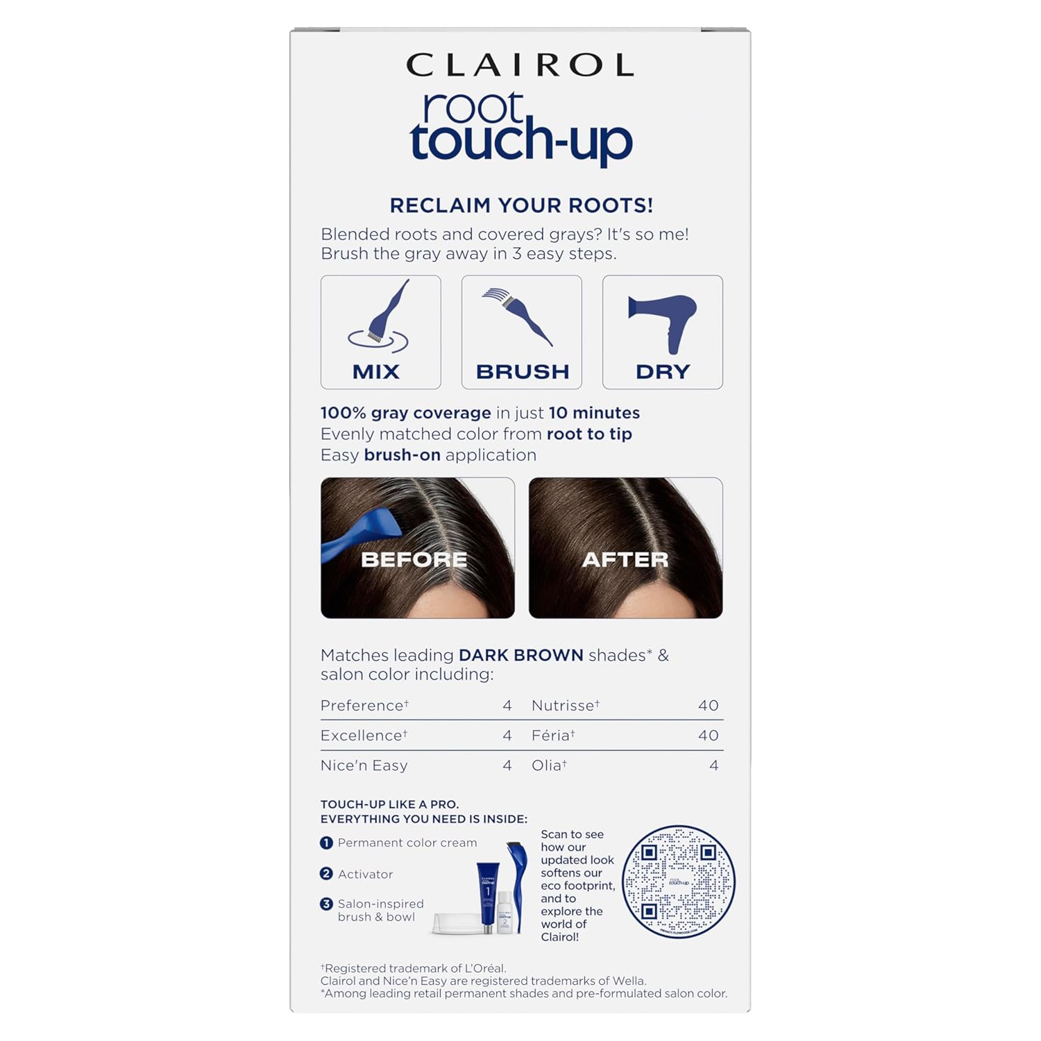 Clairol 4 Dark Brown root touch up USA