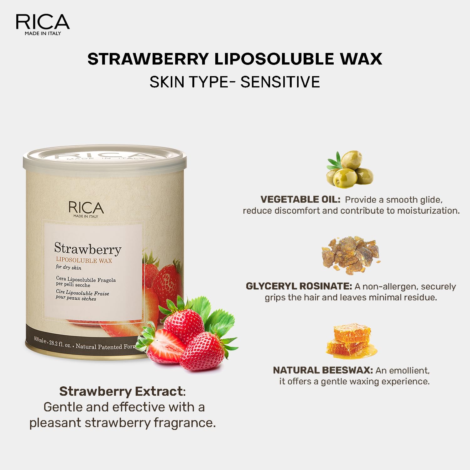 Rica Strawberry Liposoluble Wax 800g