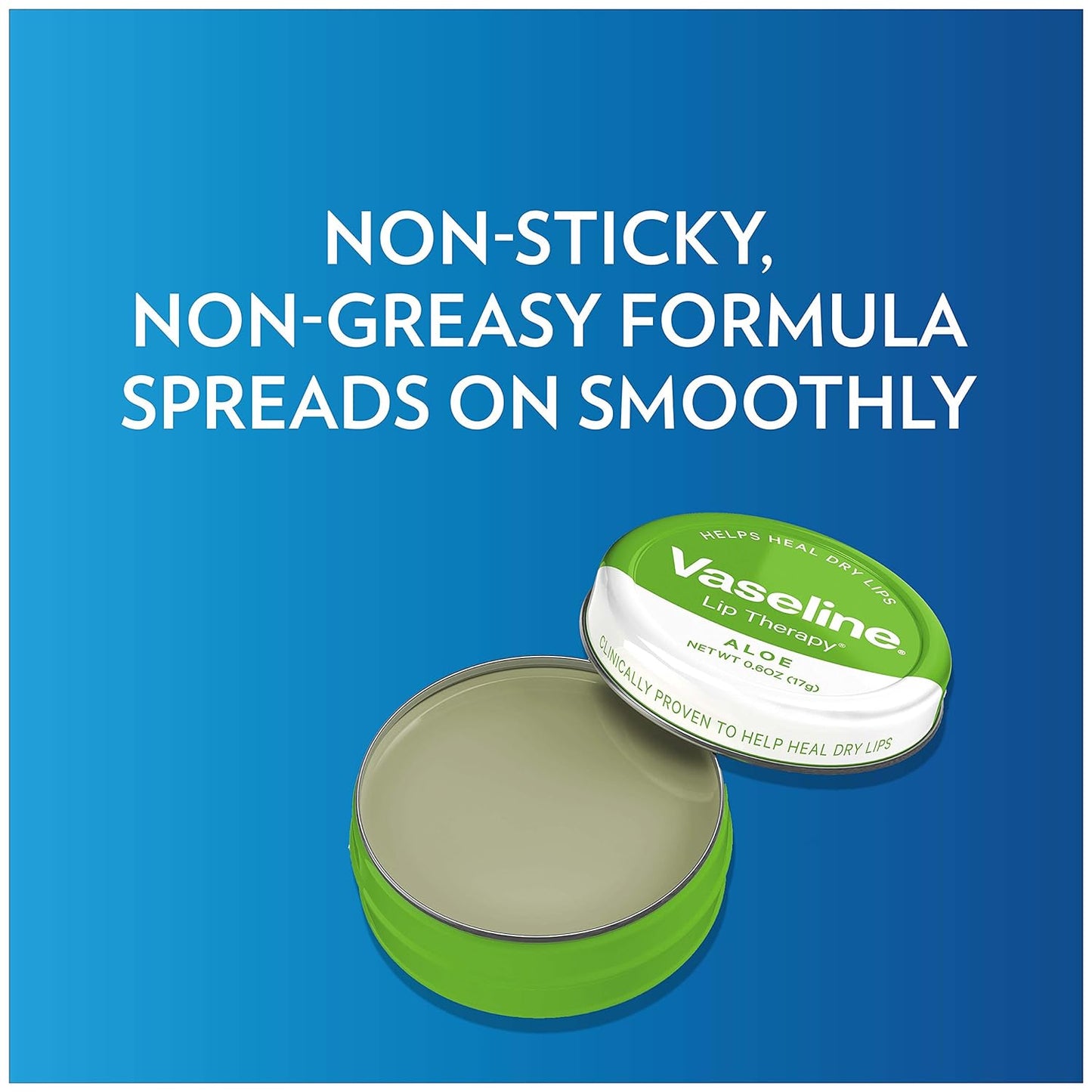 Vaseline Lip Therapy Lip Balm Tin, Aloe Vera, Green, 17 g