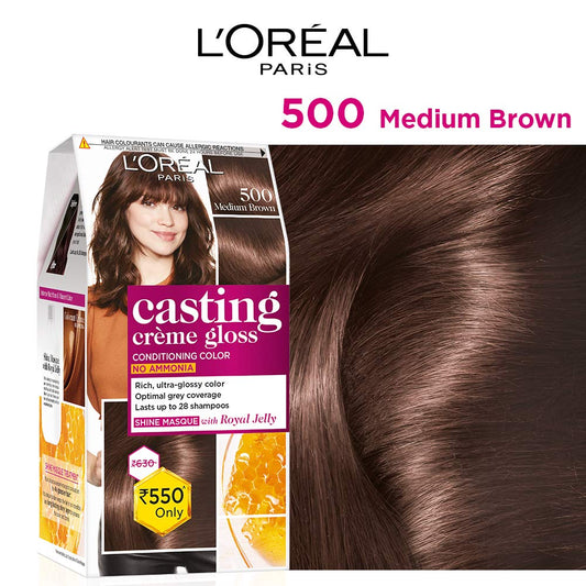 Loreal Paris Casting Creme Gloss Conditioning Color No Ammonia 500 Medium Brown