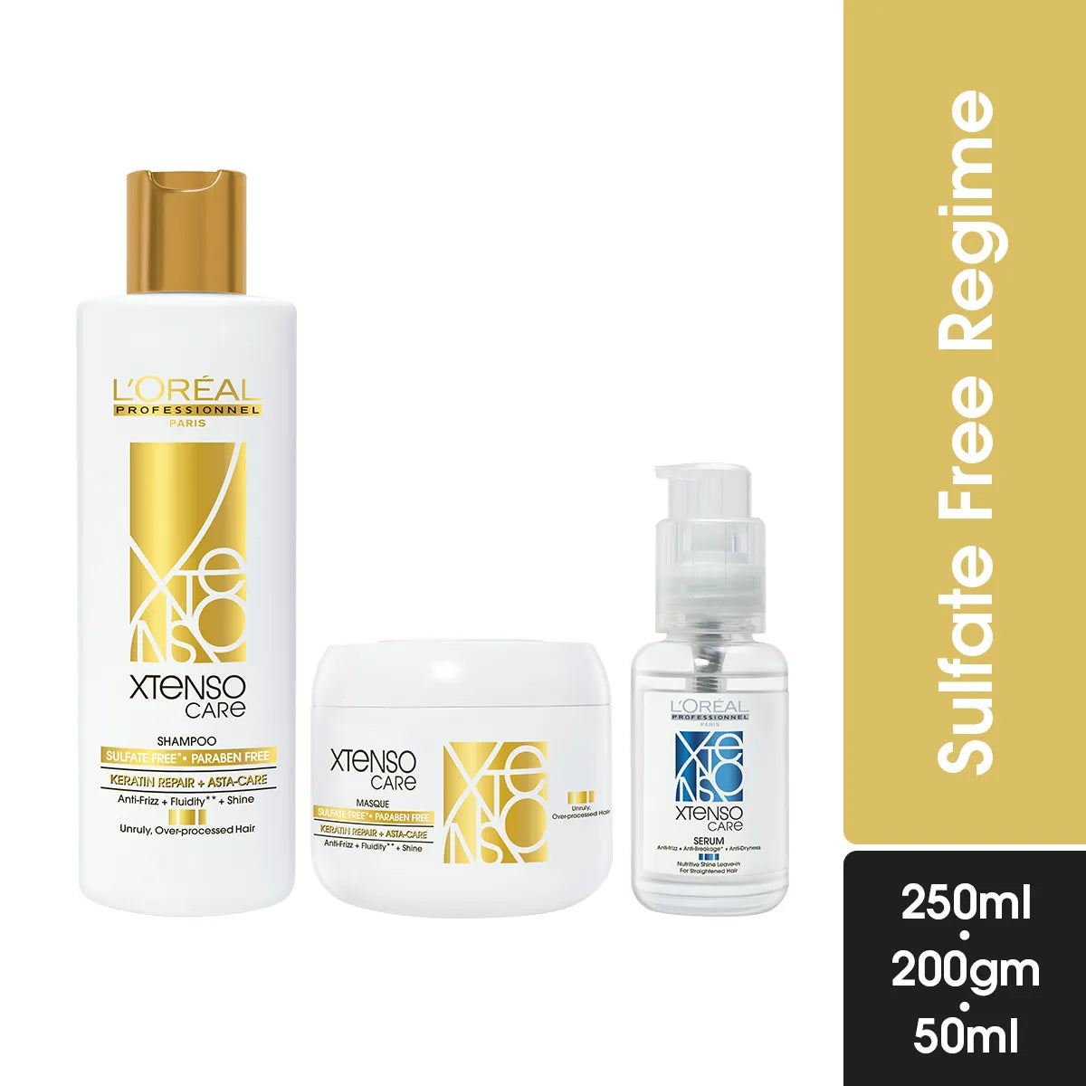 L'Oréal Professionnel Xtenso Sulfate Free Shampoo, Masque, Serum Combo Pack