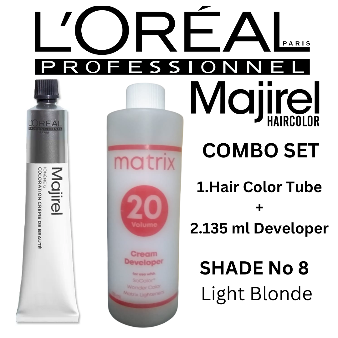 Majirel Hair Color No 8 with 100ml Developer