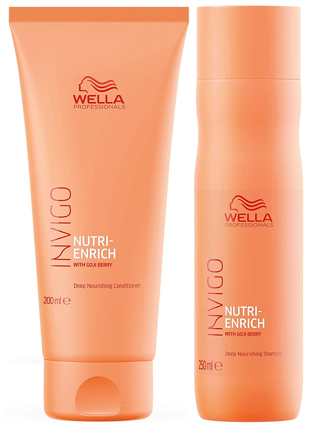 Champú nutritivo profundo INVIGO Nutri Enrich de Wella Professionals, 250 ml, y acondicionador, 200 ml, dúo para cabello seco y dañado