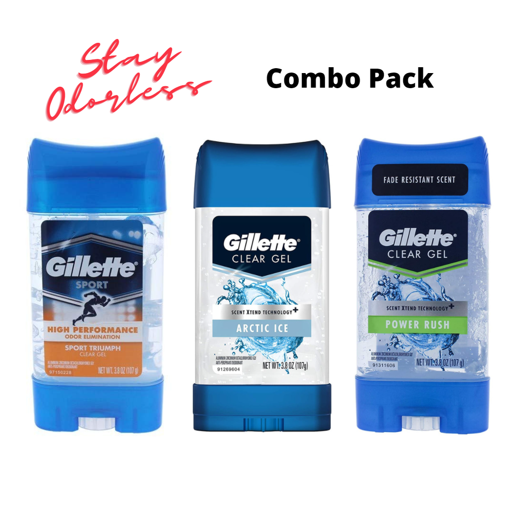 Combo of Clear Gel Artic Ice, Sport Triumph & Power Rush Deo Sticks Pack of 3